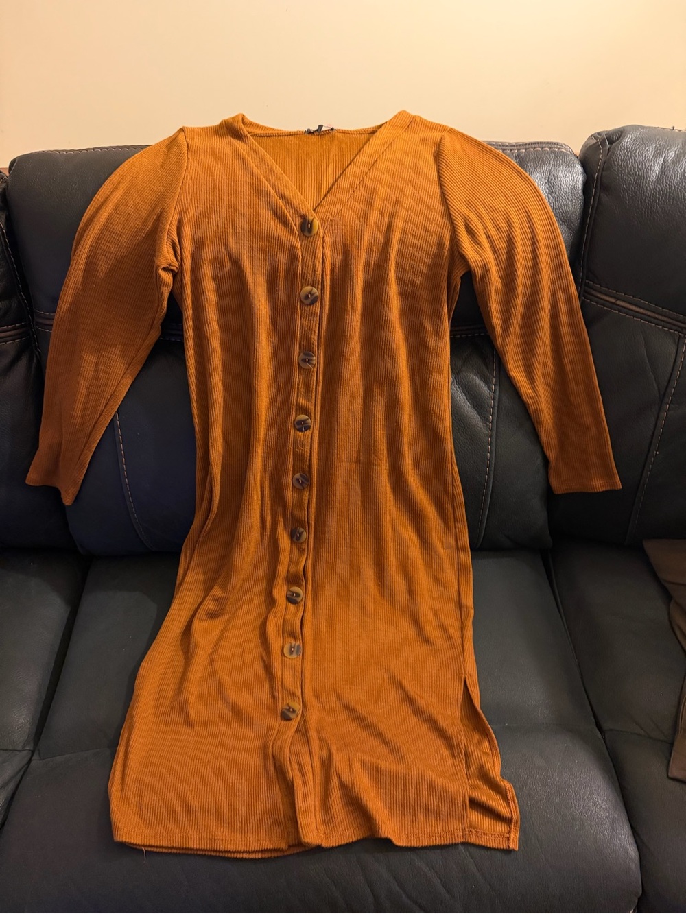 Fashion Nova Button-Front Midi Dress in Rust Orange